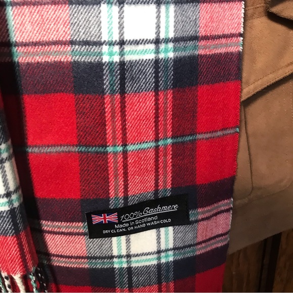 Cashmere plaid Scarf Red new - Picture 7 of 9